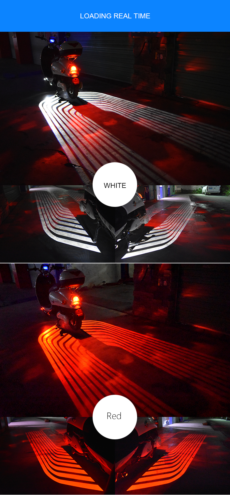 Blue Red White Angel Wing Projection Motorcycle External LED Spotlight