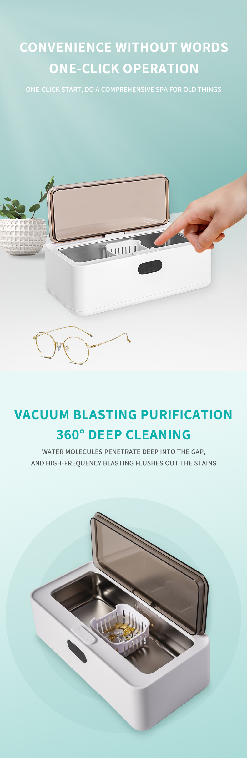 Mini Ultrasonic Washing Machine 450ml Portable Ultrasonic Glasses Cleaner