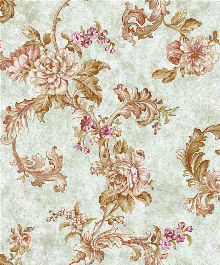 Non Woven Embossing Country Style Wallpaper Mould Proof For Home Decoration