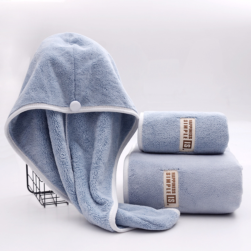 Embroidered Logo Coral Velvet Towel Set Highly Absorbent and Quick Drying for ALL Ages