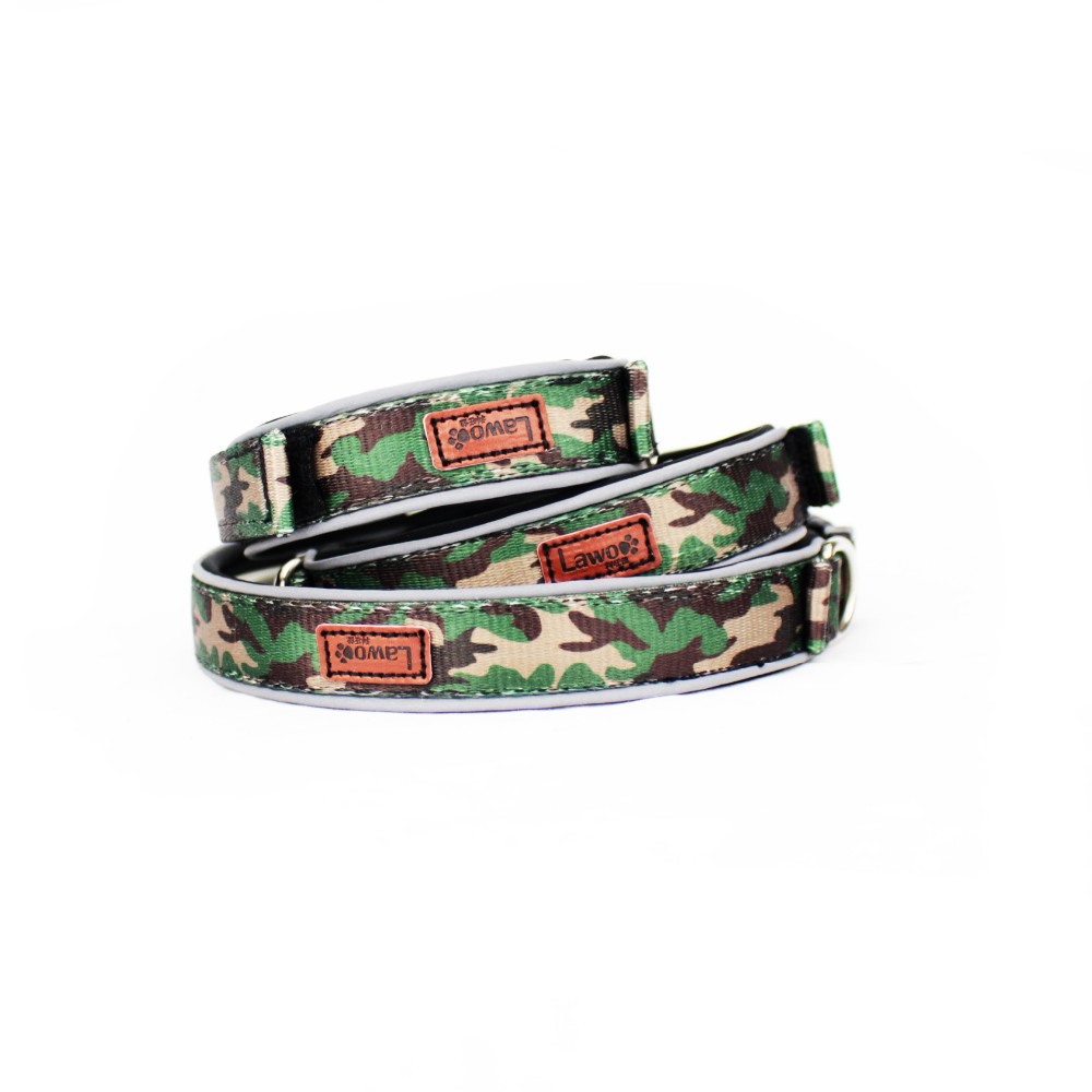 Camouflage Pattern Nylon Material Adjustable Dog Collar With Reflector