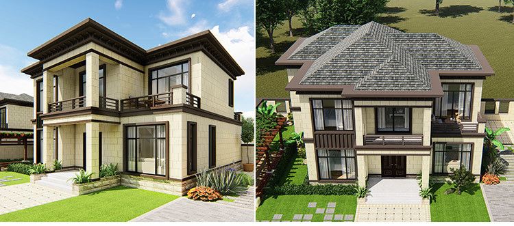 EU Prefabricated Light Steel Framing 2-Storey Villa House For Living