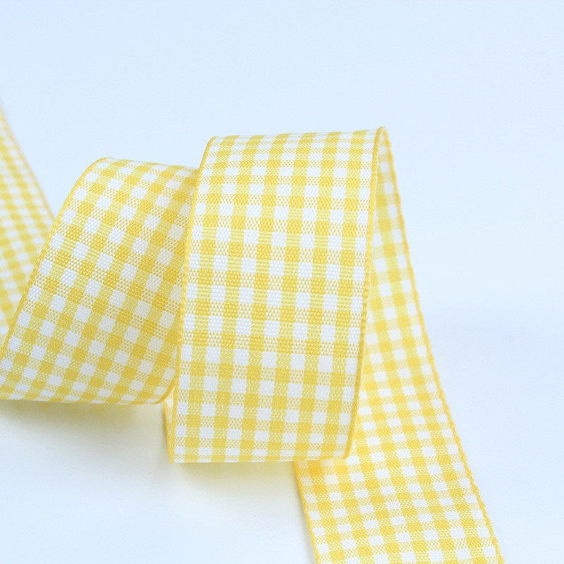 2.5cm Polyester Plaid Ribbon for Gift Packing and Chocolate Box Ribbon Bow Decoration