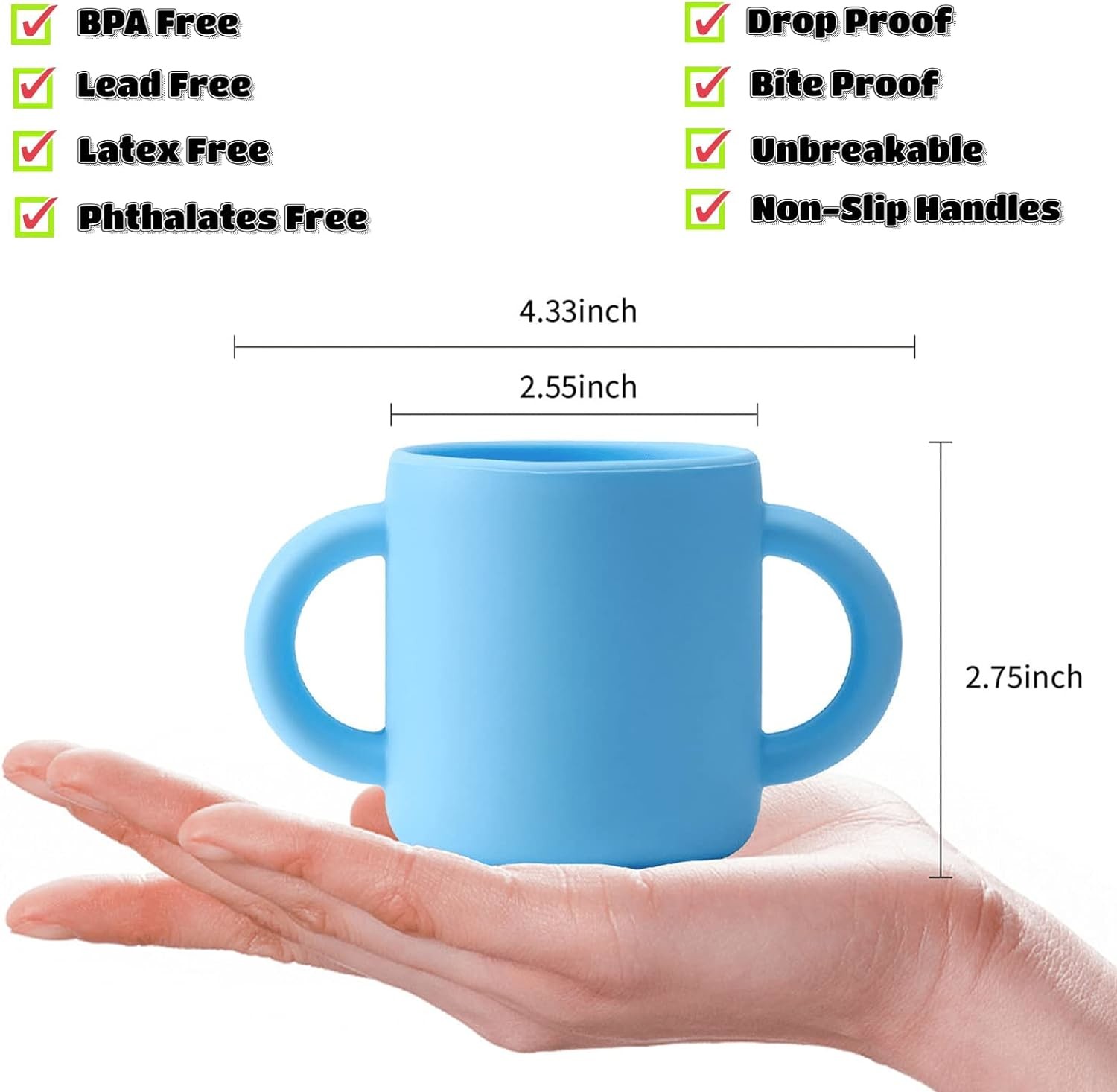 Infants Silicone Training Cup 2 Easy Grip Handles Baby Open Cup 5oz