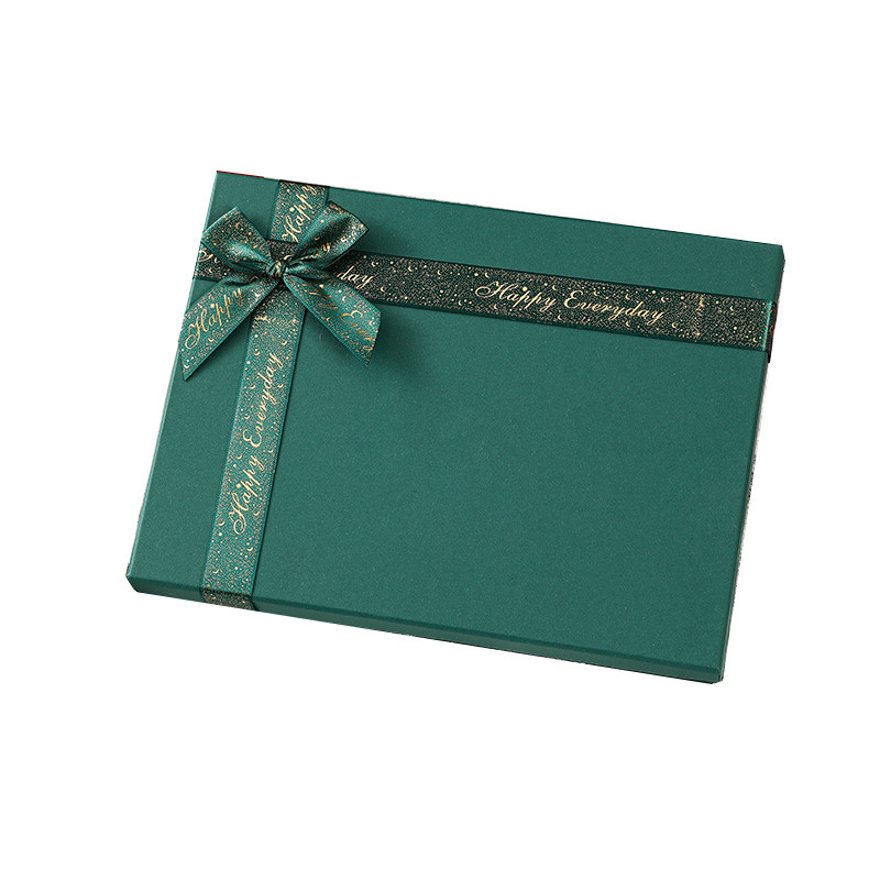 Custom Christmas Gift Box Large Lid Bottom Box Packaging Bow Holiday Ribbon Luxury Unique Holiday Party Gift Box