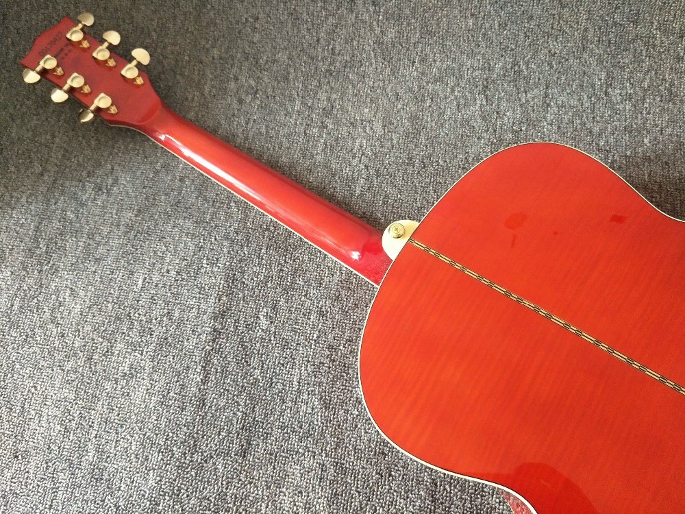 customization G200 Acoustic Guitar Flame red Top Solid spruce maple Tiger stripes Body Guitar