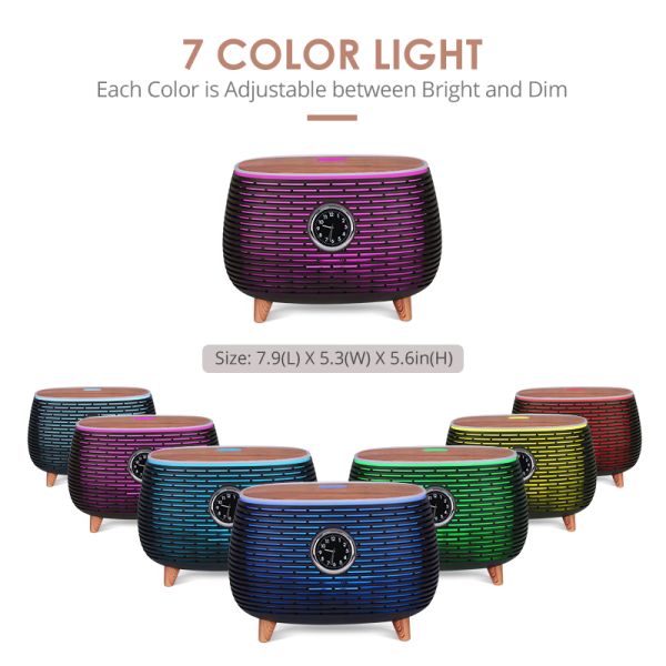 Intelligent Smart Multifunctional Essential Oil Aroma Diffuser with Time Clock Display and Music Play for Home Office Spa Yoga