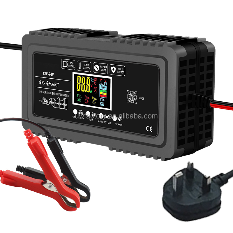 12V/20A Intelligent Repair Type Automatic 9-Stages LCD Car Battery Charger for Dry Wet Lead Acid Battery Power Charging