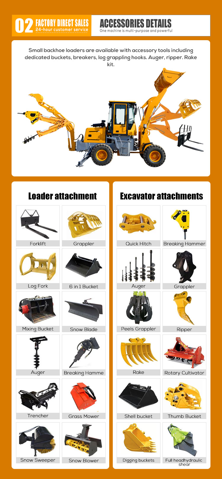 CHAOSHUN 2ton 3ton 5ton 6ton 4x4 Mini Backhoe Loader with attachment backhoe