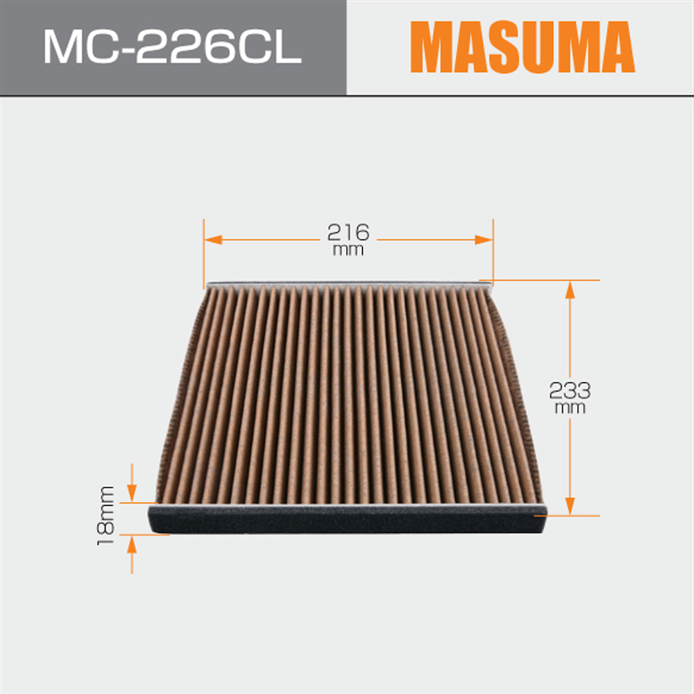 TOYOTA JP Car Fitment Cabin Filter MC-226CL MASUMA with Activated Carbon 08972-30010