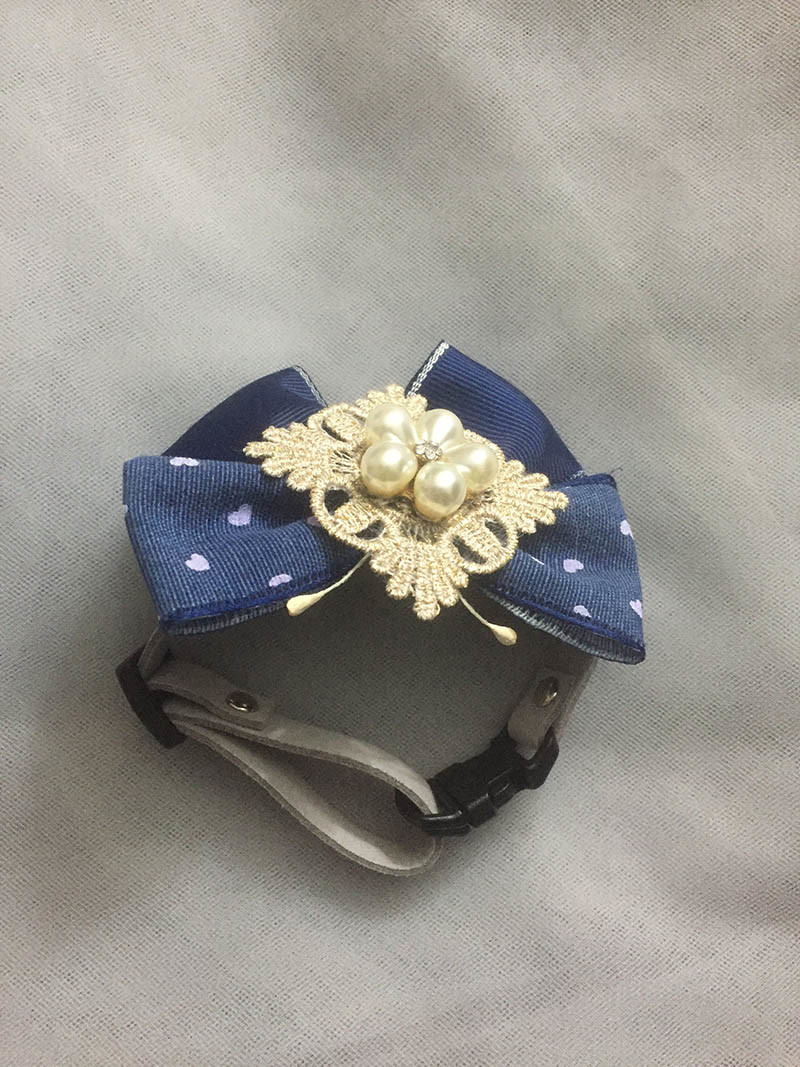 Ribbon Beads Designer Cat Collars , Fancy Cat Collars Customized Color Easy Scrub