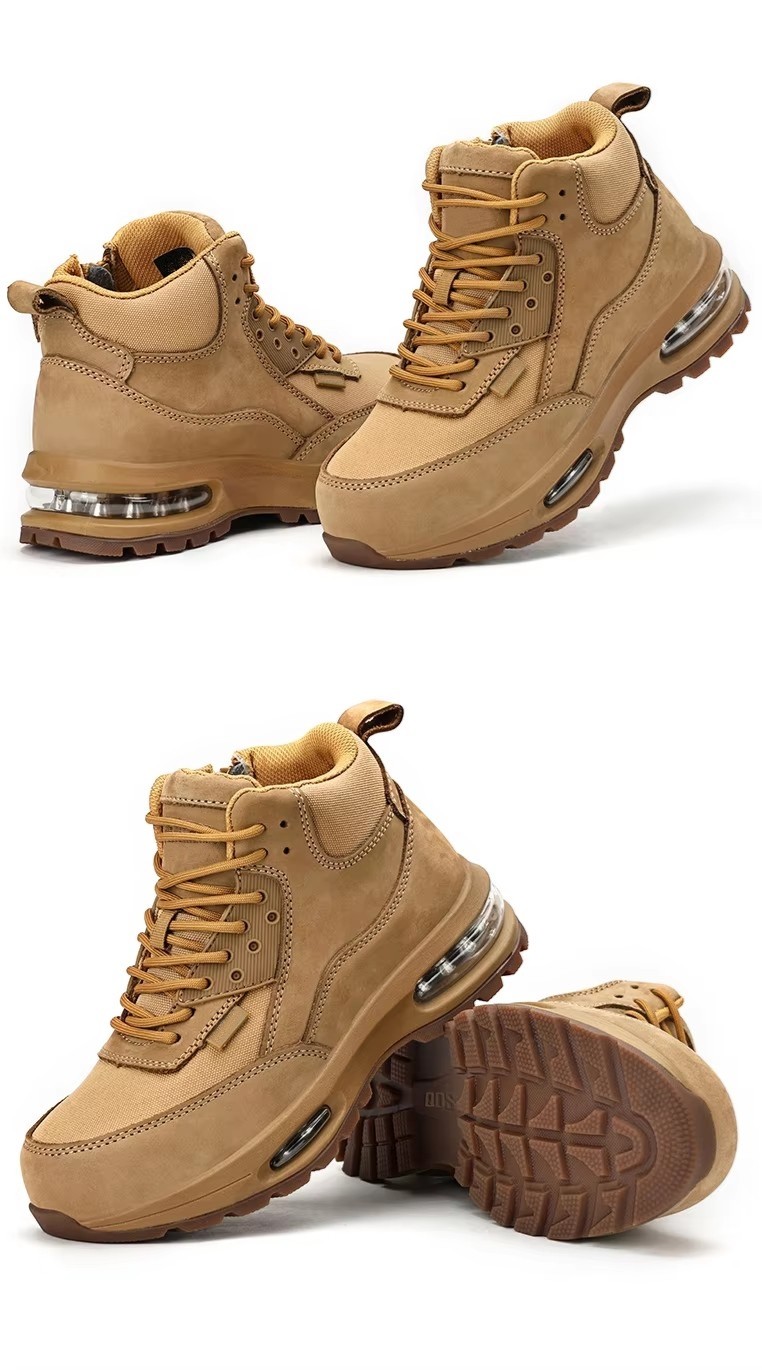Air-cushion Sole Safety Work Boots In Khaki Oxford Fabric For Maximum Protection