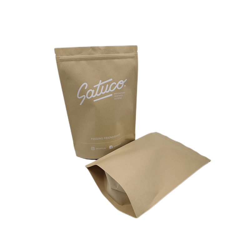 Biodegradable Printed Kraft Paper Pouch Peanut Snack Packaging Bags