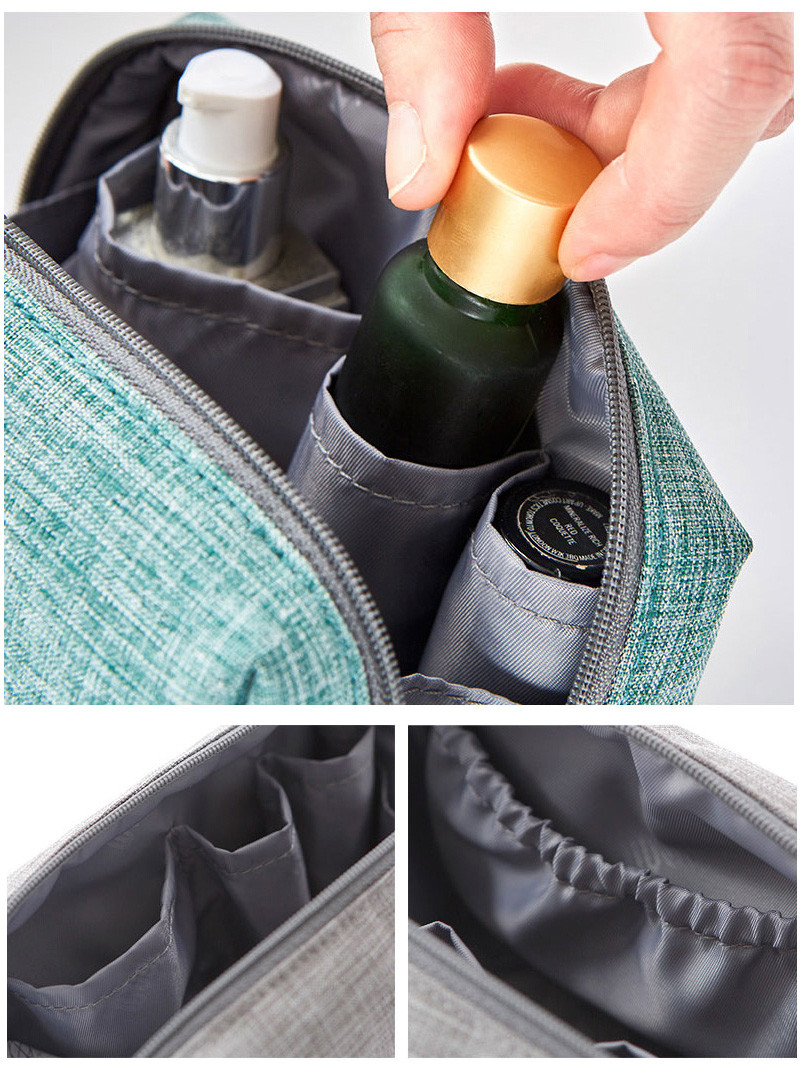 Zipper Travel Cylinder Bucket Polyester Cosmetic Bag