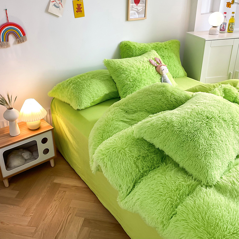 Plush Shaggy Velvet Fluffy Bed Duvet Covers Set in Multi Color Custom Luxury Designs