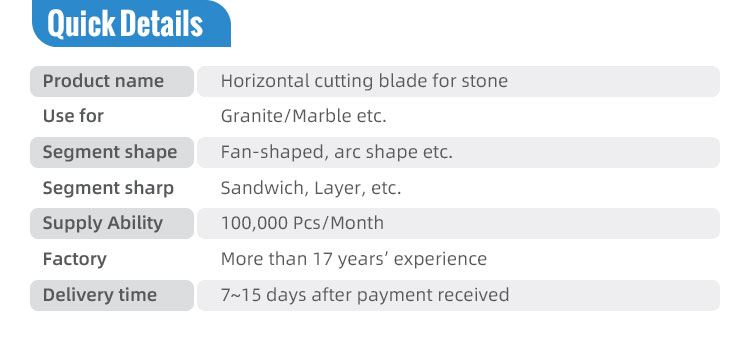 Cutting Result 1/8IN 350MM 450MM 500MM Diamond Horizontal Saw Blade for Marble