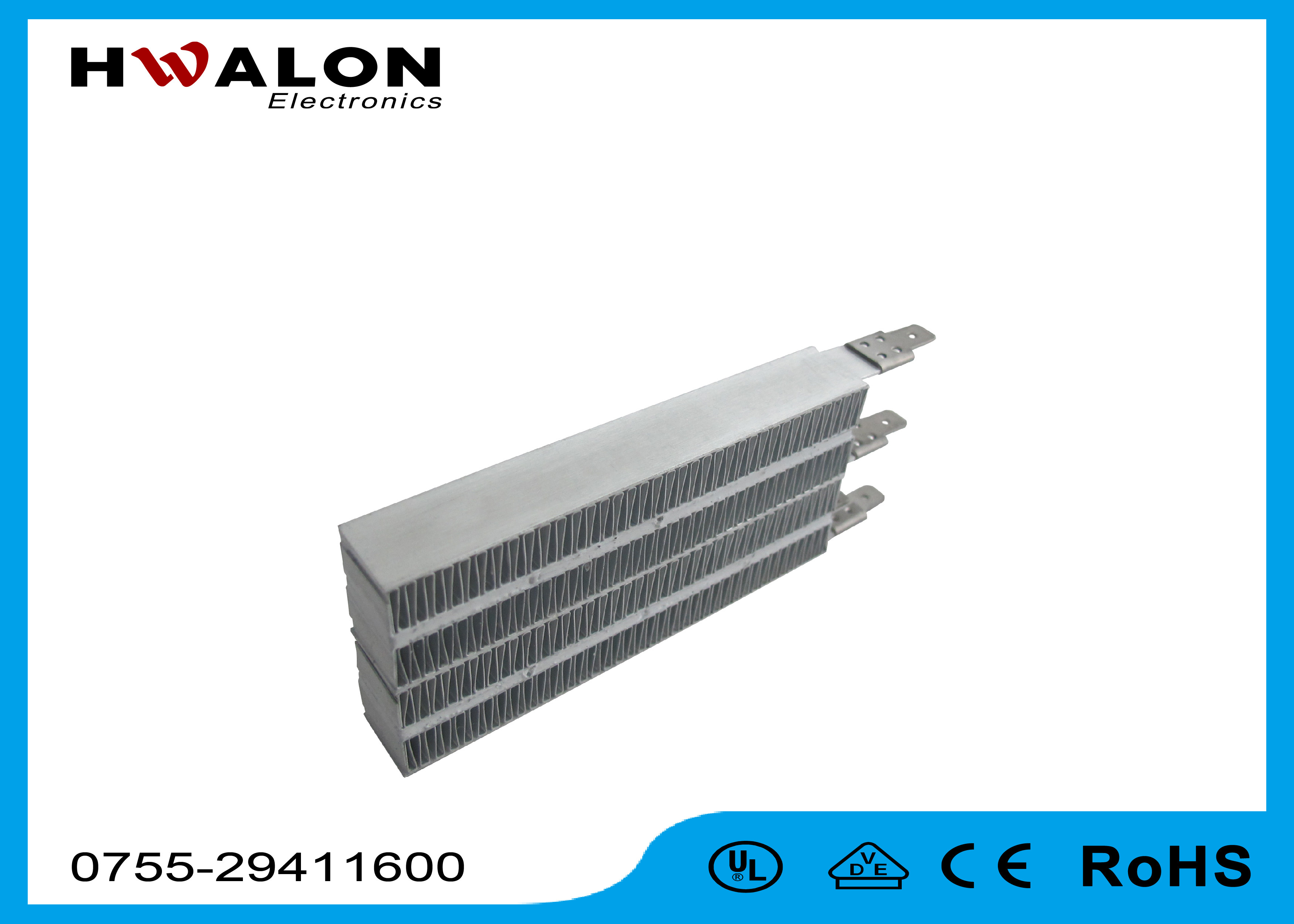 Gray Shell PTC Ceramic Air Heater With Ripple , Ceramic Heating Element Water Proof
