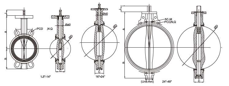 hand lever operated wafer type stainless steel butterfly valve dn80,Wafer Type Butterfly Valve