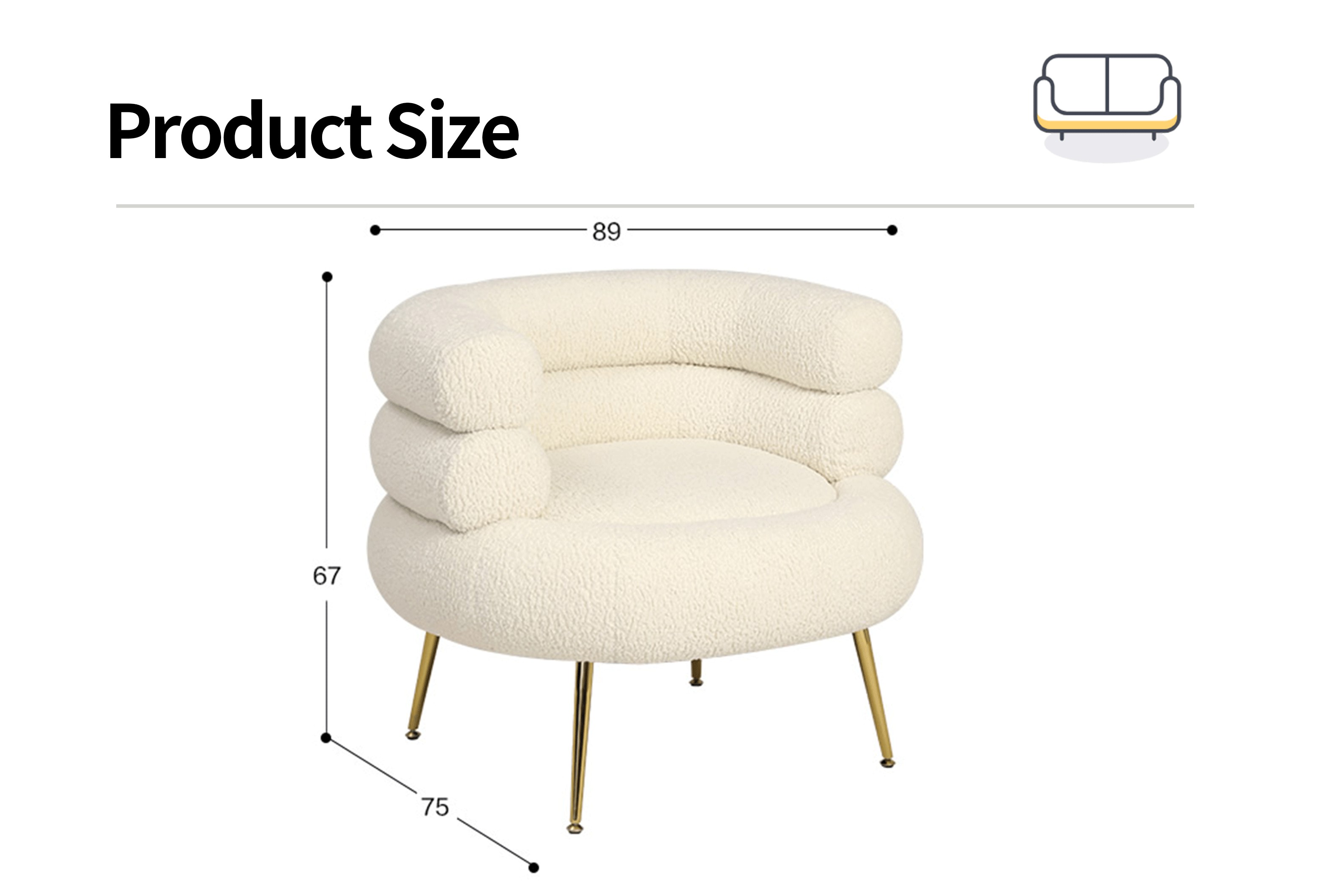 Simple Lamb Hair Single Sofa Chair with Stainless Steel Legs Perfect Addition to Modern Light Luxury Living Room Furniture