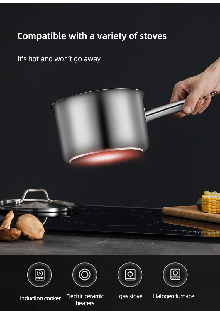 Kitchen Cooking Food Soup Stock Pot Straight Saucepan With SS Handle