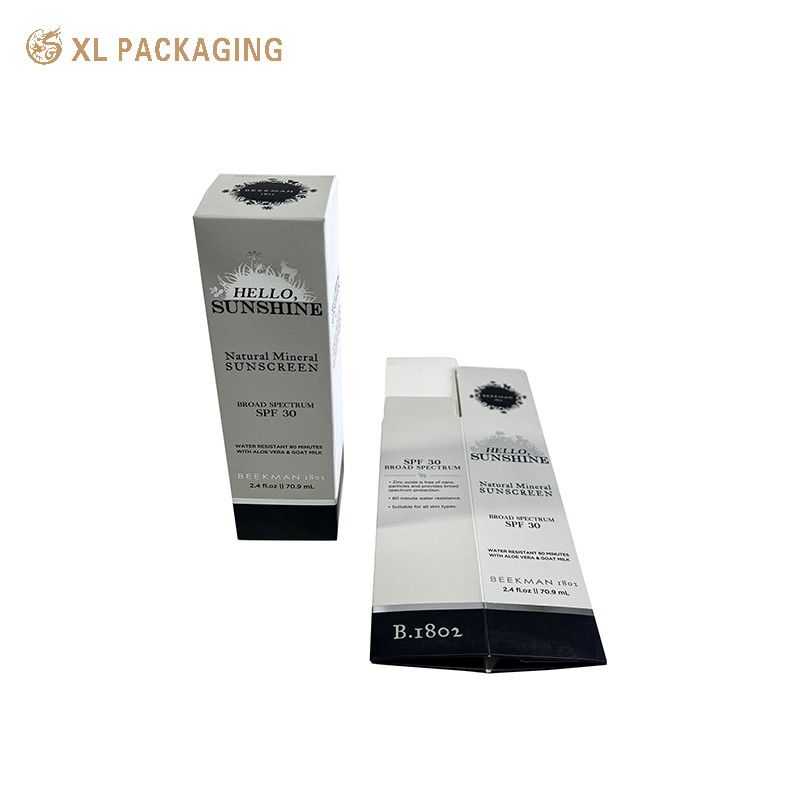 White Cardboard Foldable Card Box Cosmetic Essential Oil Packaging Box With Hot Silver