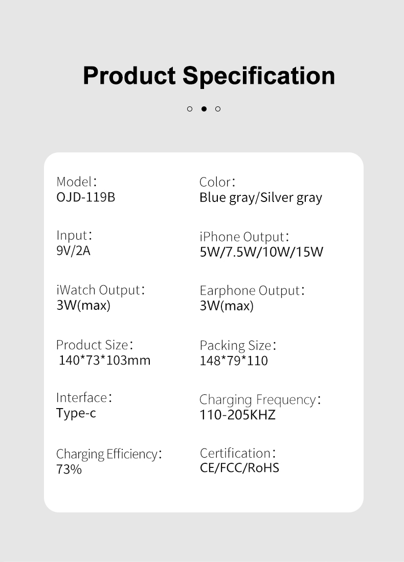 73% Charging Efficiency 15W Pd Qi Wireless Charging 3 In 1 Wireless Charger For Iphone