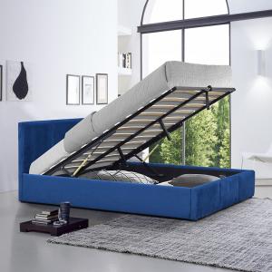 Buy cheap Blue Velvet Upholstered Gas Lift Storage Bed King Size Plywood Material product