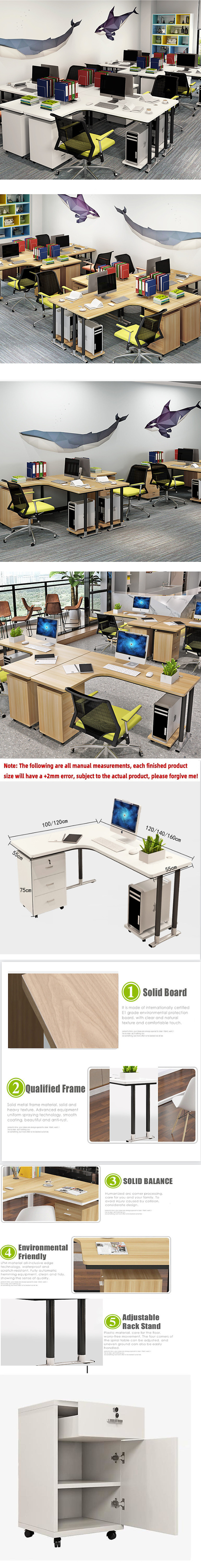 Wooden L Shape Office Workstation Desk With Lifting Function