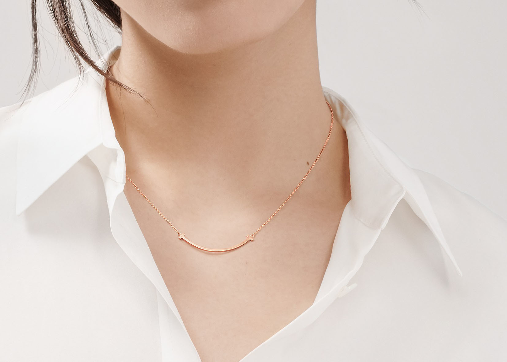 18K Rose Gold Neklace , Smile Pendant Necklace 16-18inch Adjustable length