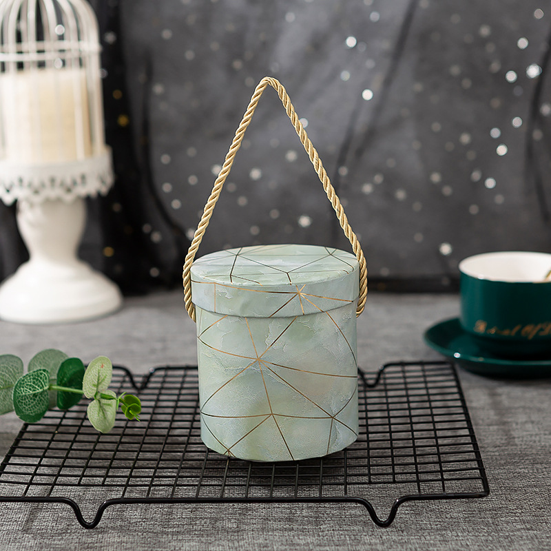 UV Coating Marble Carry-On Bucket Flower Box With Your Own Logo For Other Gift Craft