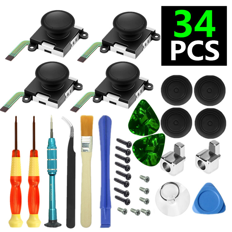 34 in 1 Replacement Thumb Stick Repair Kit for Nintendo Switch 3D Joystick Analog Sticks NS Lite Controller Repair Tool