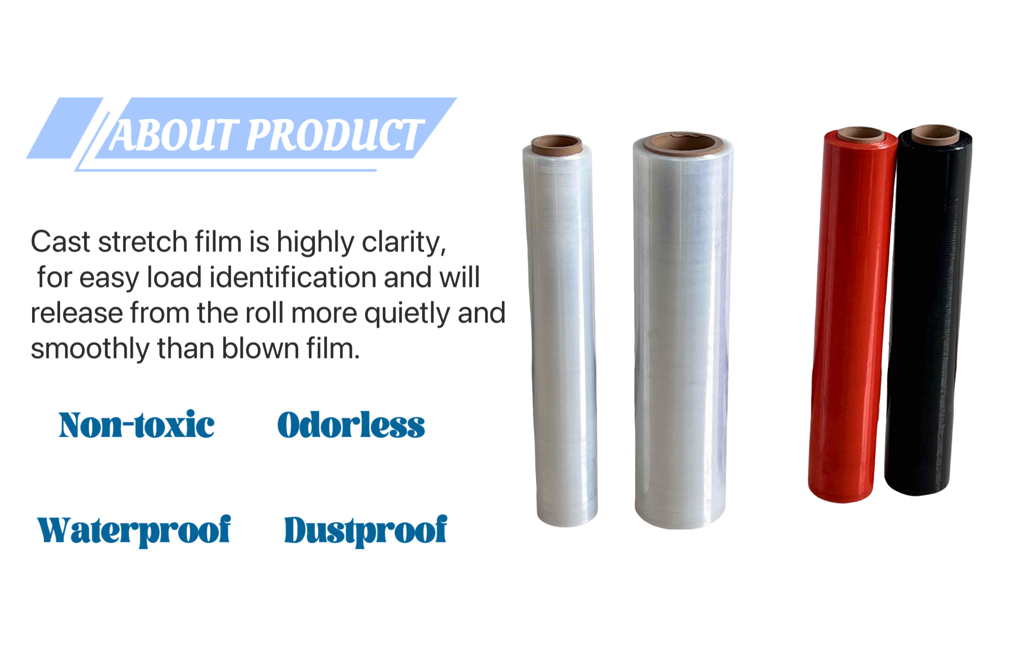 PE Stretch Packaging Winding Film Red Black Yellow Green Blue Colors Customized