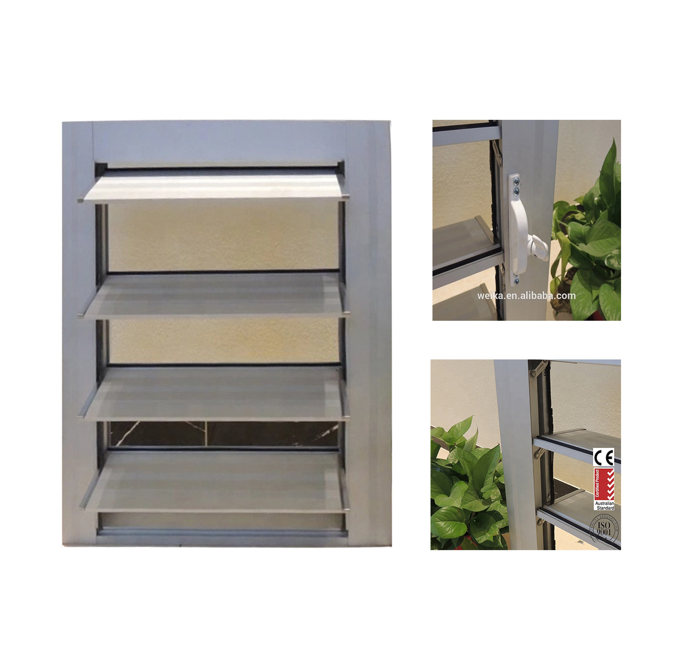 Customized Louver Window Aluminum Color Shutter Windows With Handle