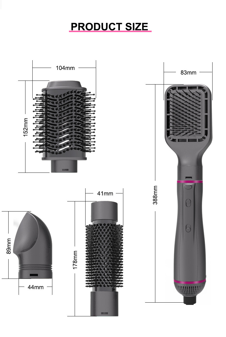 ABS Plastic Electric Hair Brush Dryer , 2M Cord 4 In One Hair Styler