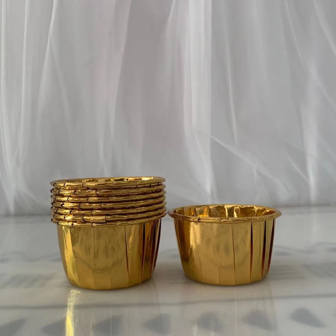 110gsm Thickness Golden Foil Cupcake Paper Cups 50X40mm