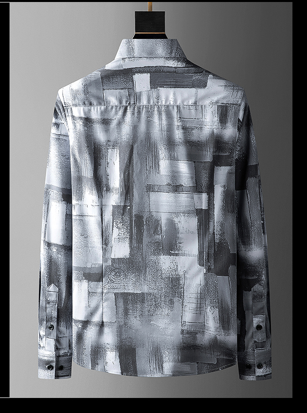 Long Sleeve Men's Flower Print Shirt in Custom Cotton All Over Plus Size Casual Print