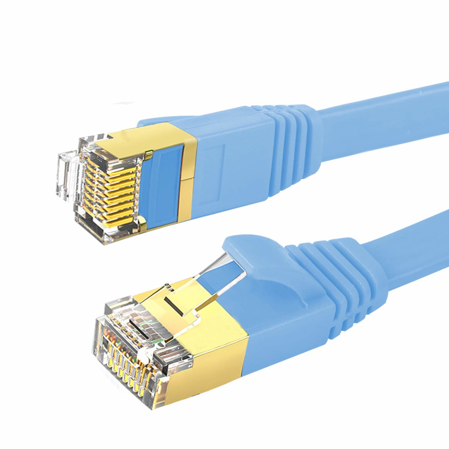 Stable 600MHz Cat 7 Ethernet Cable Flat , BC Blue Practical Cat7 SFTP Cable