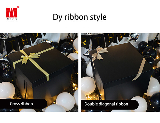 Light Decorated Rectangular Boxes Garment Packaging Box With Tied Ribbon Bow