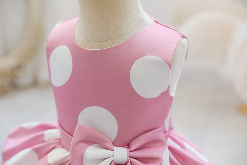 7Y-8Y Kid Polka Dot Princess Birthday Dress 60% Cotton