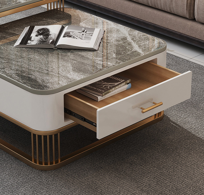 SEDIA White Square Marble Top Coffee Table For Apartment