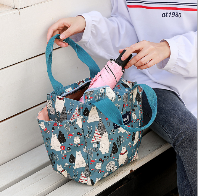 Hot selling portable canvas insulated bag reusable cooler bag waterproof lunch bag tote kids cooler for food delivery