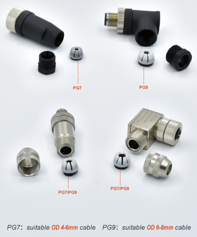 Metal Free Plug M12 Waterproof Connector A Code Straight Elbow Sensor Assembly