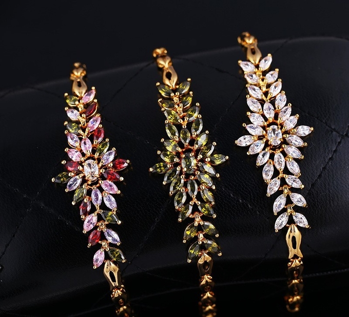 Fashion Ladies Bracelet Bangle Party Adjustable Bangle Jewelry Color Big Flower Shape Cuibc Zircon Bracelet For Gift