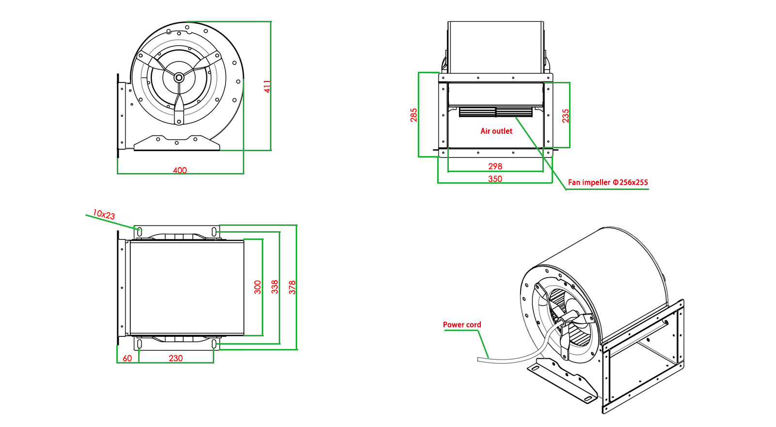 DKT Cabinet External Extractor Blowers Inlet Centrifugal Fan
