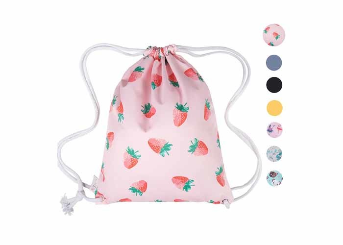 Customized Adjustable Strap Cotton Drawstring Backpack Unisex Pink Bag