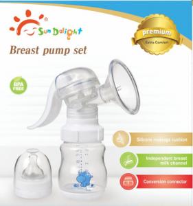 China Sundelight PP SILICONE BPA Free Manual Breast Pump With Bottle on sale