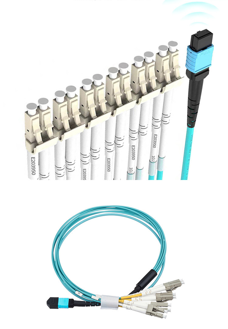 100G OM3 MPO to 8 12 24 Core LC Duplex Multimode Fiber Breakout Cable MTP Fiber Jumper