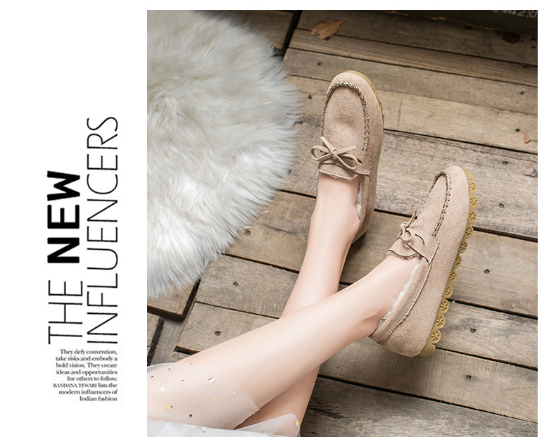 Flat Beef Tendon Plus Velvet Casual Ladies Cotton Shoes Lazy