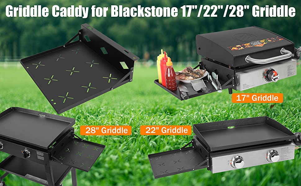 Griddle Side Shelf Tray for Blackstone 17"/ 22"/ 28" Side Grill Caddy Rack Storage Tray with Paper Towel Holder