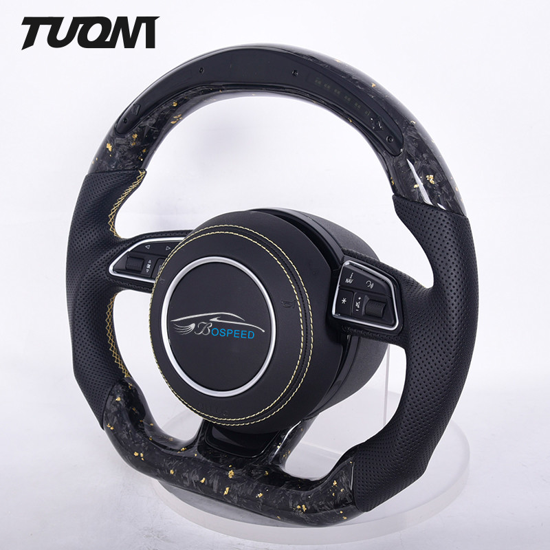 Leather Carbon Fiber Steering Wheel Audi Models RS3 RS4 RS5 RS6 With LED